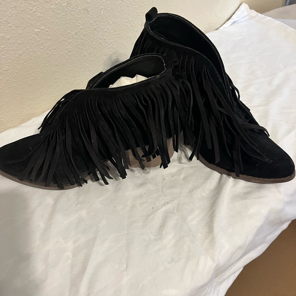 Women’s Black Beast Boots with Fringe- Size 9